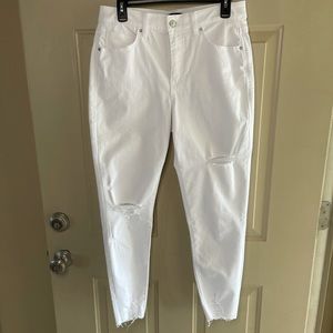 Lularoe white ankle distressed denim size 30